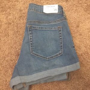 high rise denim shorts